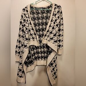 Stylish Black and White Women's Wrap Around Sweater